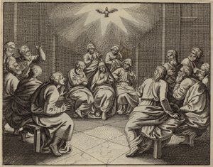 Le Saint-Esprit venant aux Douze Apôtres le jour de la Pentecôte (gravure) - European School