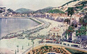 Praia da Lapa et Praca da Gloria, aperçu du défilé militaire du 15 novembre, anniversaire de la fondation de la République du Brésil (lithographie couleur) - European School