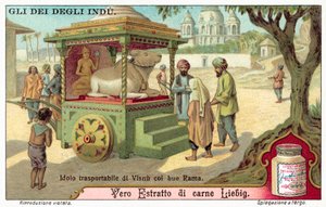 Idole transportable de Vishnu avec le bœuf Rama