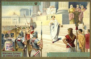 Victor visitant le Capitole pour faire des offrandes à Jupiter, Rome antique - European School