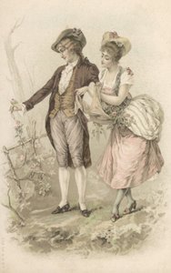Couple de marcheurs (lithographie couleur) - European School