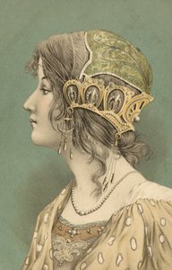 Femme au bonnet (lithographie couleur) - European School