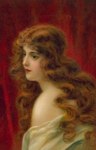 Femme aux longs cheveux roux (lithographie couleur)