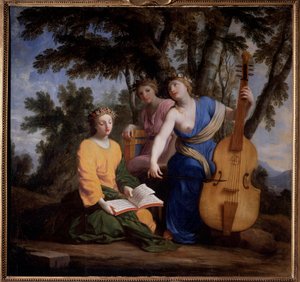 Représentation des trois Muses Melpomène, Erato et Polymnie