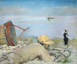 Henri Guerard se relaxant sur la plage - Eva Gonzalès