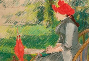 Lecture dans le jardin; ou Femme au chapeau rouge, vers 1880-1882