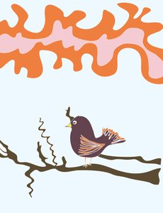 Bird On Branch, 2015 (dessiné à la main sur un iPad avec un crayon Apple)