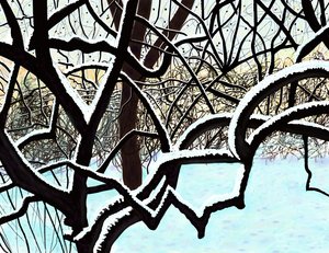 Cerisier dans la neige, Brooklyn (art numérique)