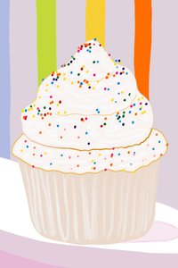 Cupcake avec glaçage à la vanille et saupoudrage, Brooklyn (art numérique)
