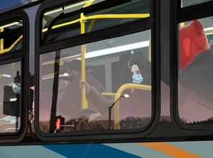 Bus des banlieusards au petit matin, Brooklyn (art numérique)