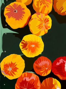 Onze tomates au marché de Brooklyn (art numérique)