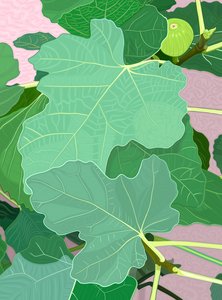 Feuilles de figuier et figue, vers 2020-24 (art numérique)
