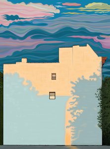 Maison et ombres des arbres (art numérique)