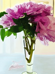 Pivoines magenta dans un vase (art numérique)
