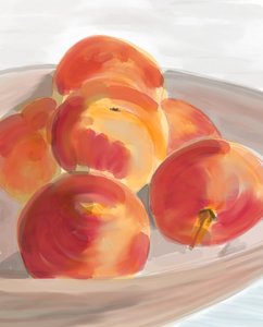 Peaches In Bowl, 2016 (dessiné à la main sur un iPad avec un crayon Apple)