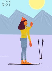 Journée de ski avec hiéroglyphes, c.2020-24 (art numérique)