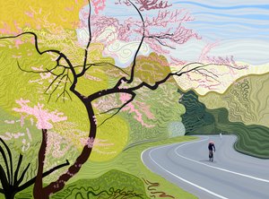 Cycliste printanier à Prospect Park (art numérique)