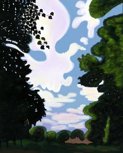 Tente et ciel, Prospect Park 2018 (dessiné à la main sur un iPad avec un crayon Apple)