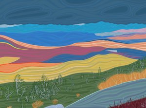Vue des montagnes Catskill en automne (art numérique)