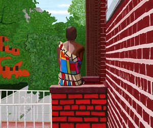 Femme assise à Crown Heights, été (art numérique) - Evan Sklar