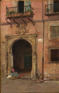 Fille devant la porte