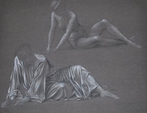 Double étude pour Earthbound - figure féminine allongée, 1897 - Evelyn De Morgan