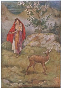 Étonnée, elle a vu le cerf magique