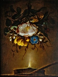 Nature morte avec un bouquet de fleurs près d