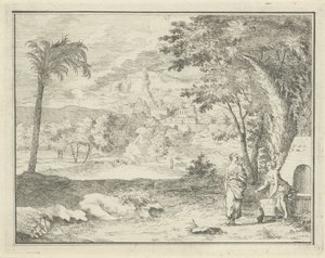 Paysage italianisant avec deux femmes