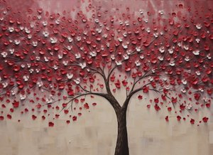 Peinture abstraite, arbre en fleurs - F. Abderrahim