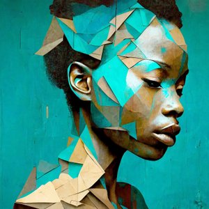 Portrait de fille africaine, effet triangles