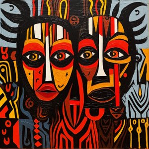 Visages tribaux africains, style Picasso