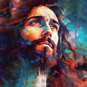Beau Visage de Jésus-Christ, Portrait Abstrait, Impressions Murales sur Demande