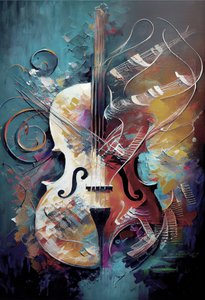 Peinture classique de violon avec coups de pinceau - F. Abderrahim