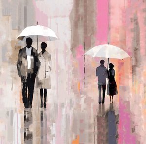 Couple amoureux sous un parapluie, romantique sous la pluie