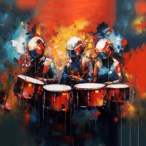 Groupe de musiciens jouant des tambours, musique rock