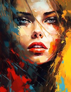 portrait de femme peinture impressionniste, idée de décoration murale