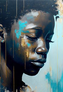 jeune homme africain abstrait sur toile, art mural