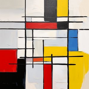 peinture abstraite style Piet Mondrian, idée de décoration murale - F. Abderrahim