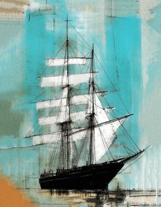 Peinture de navire audacieux, style Motherwell - F. Abderrahim