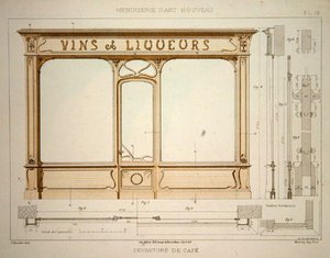 Conception pour une devanture de marchand de vin, illustration de 