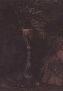 Cascade dans un paysage boisé - F. Famin