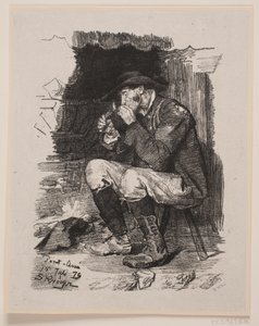 Un homme allume sa pipe