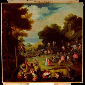 Pygmées à une foire, puisant de l