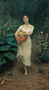 Jeune fille portant une citrouille - Fausto Zonaro