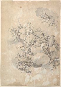 Étude pour un plafond ovale, Apollon, Force et Amour - Fedele Fischetti