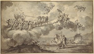 Design de tapisserie: Apollon dans son char conduit par Aurore
