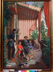Portrait de famille sur le balcon