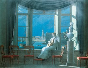 À la fenêtre par une nuit de clair de lune