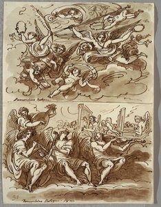 Anges portant des symboles du martyre, étude d